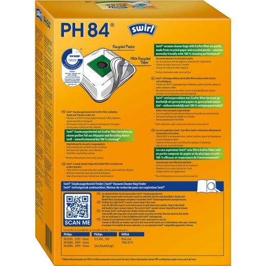 Swirl Staubsaugerbeutel PH84  / PH 84 EcoPor für Philips Staubsauger Oslo