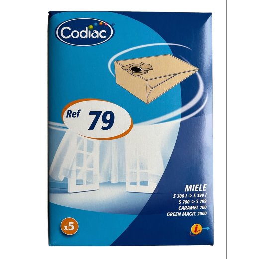 Codiac 5 Papier Staubsaugerbeutel Ref 79 kompatibel zu Miele F J M, Miele S 300 --> S 399, S 700 - S 799
