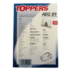Toppers AEG 01, Gr. 28, V 31, P 60, 4 Staubsaugerbeutel kompatibel zu Swirl A07
