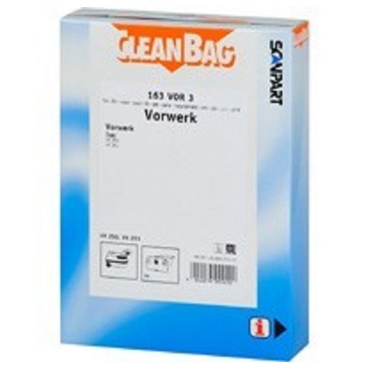 Cleanbag Staubsaugerbeutel 163VOR3 passend f&uuml;r Vorwerk VK250 VK251